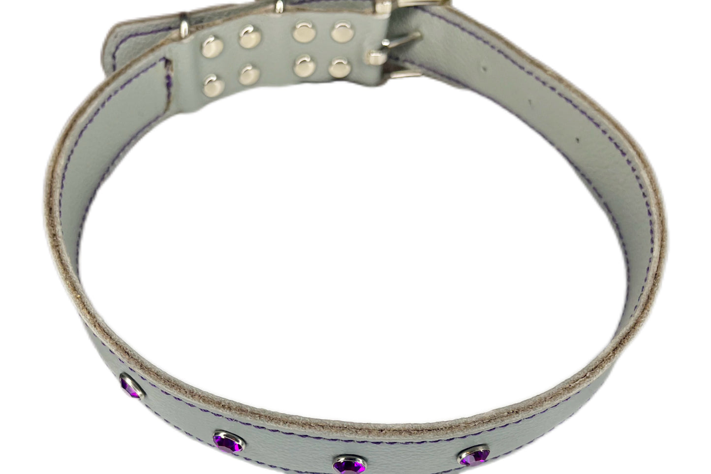 Large Grey Collar with Violet Diamante
