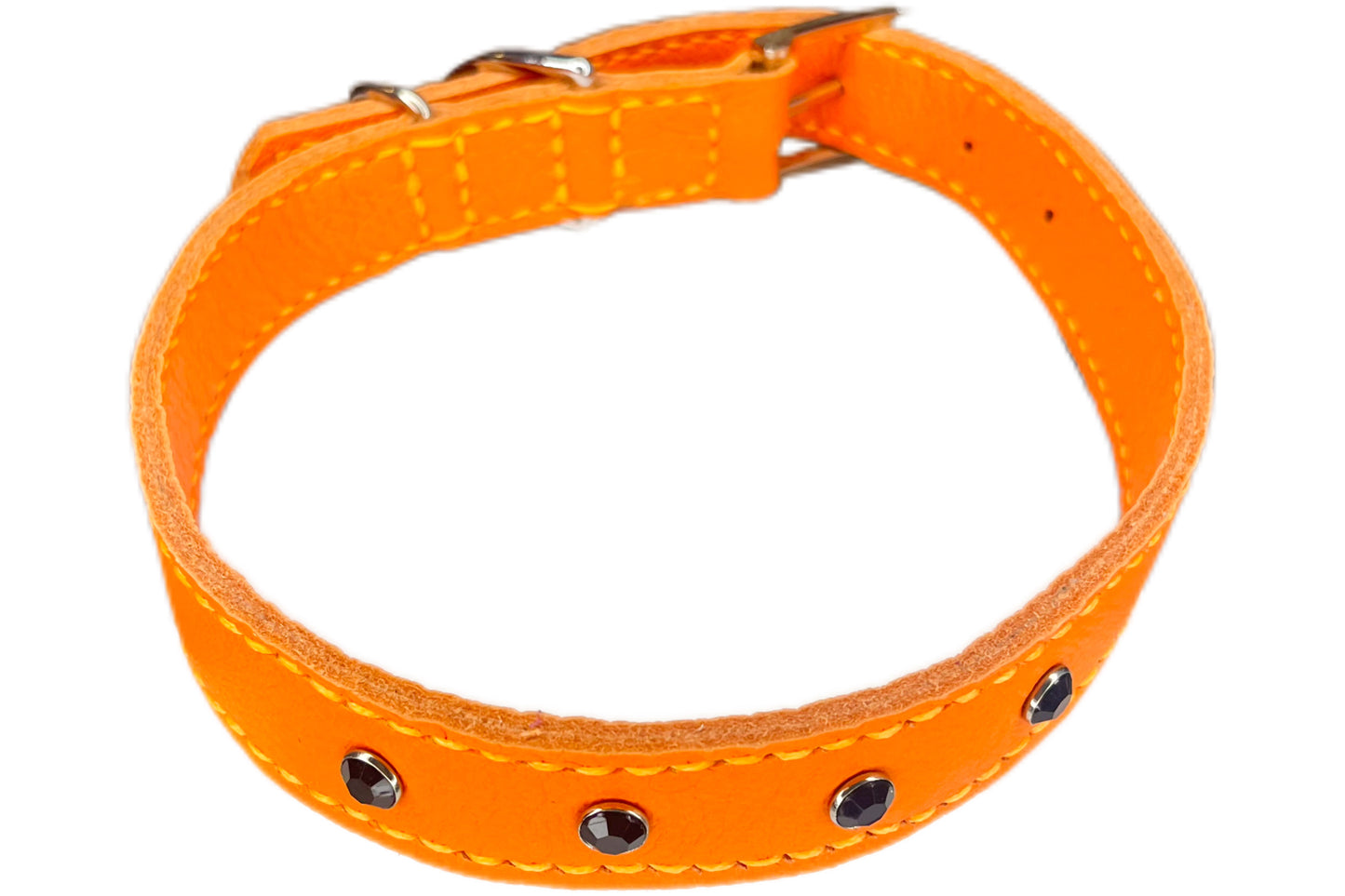 Large Orange Collar with Black Diamante