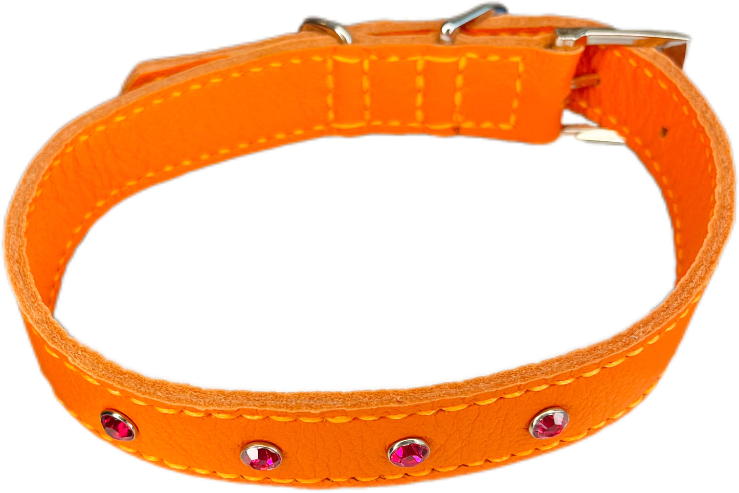 Large Orange Collar with Hot Pink Diamante