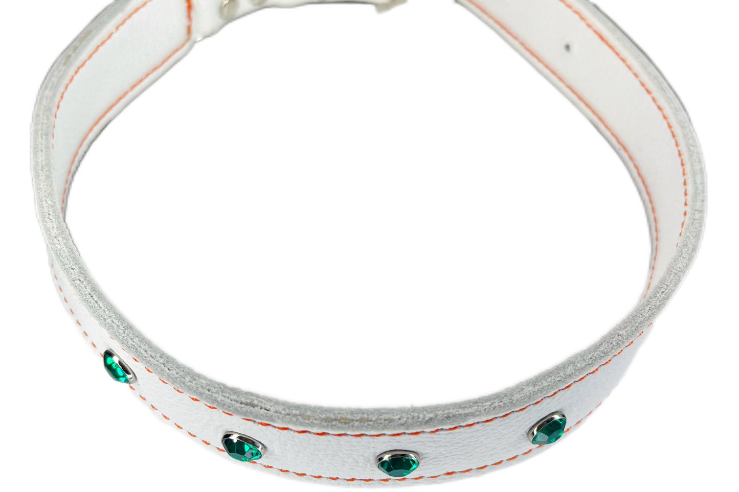Large White Collar with Jade Green Diamante