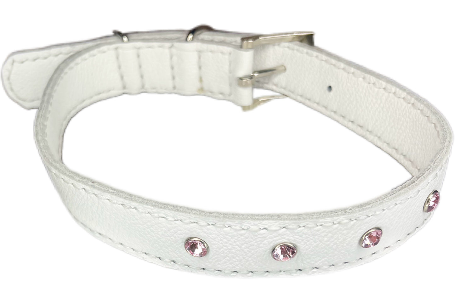 Large White Collar with Light Pink Diamante