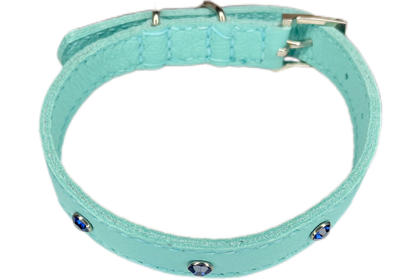 Medium Aqua Green Collar, Midnight Blue Diamantes