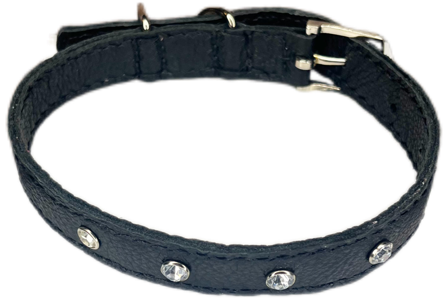 Medium Black Collar with Clear Diamantes