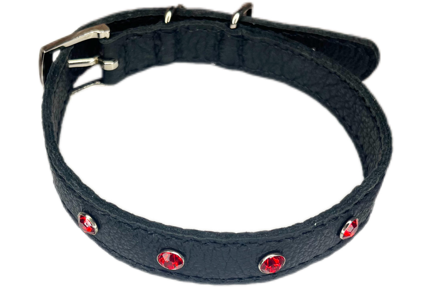 Medium Black Collar with Red Diamantes