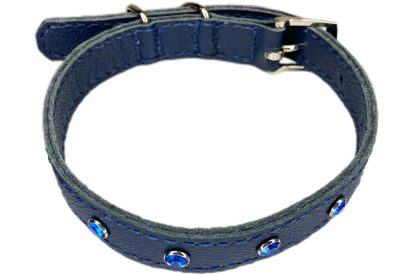 Medium Navy Blue Collar with Royal Blue Diamante