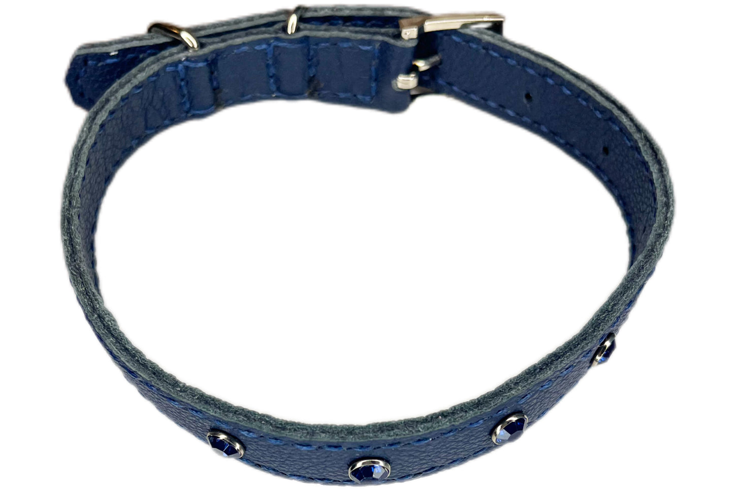 Medium Navy Blue Collar with Midnight Blue Diamantes