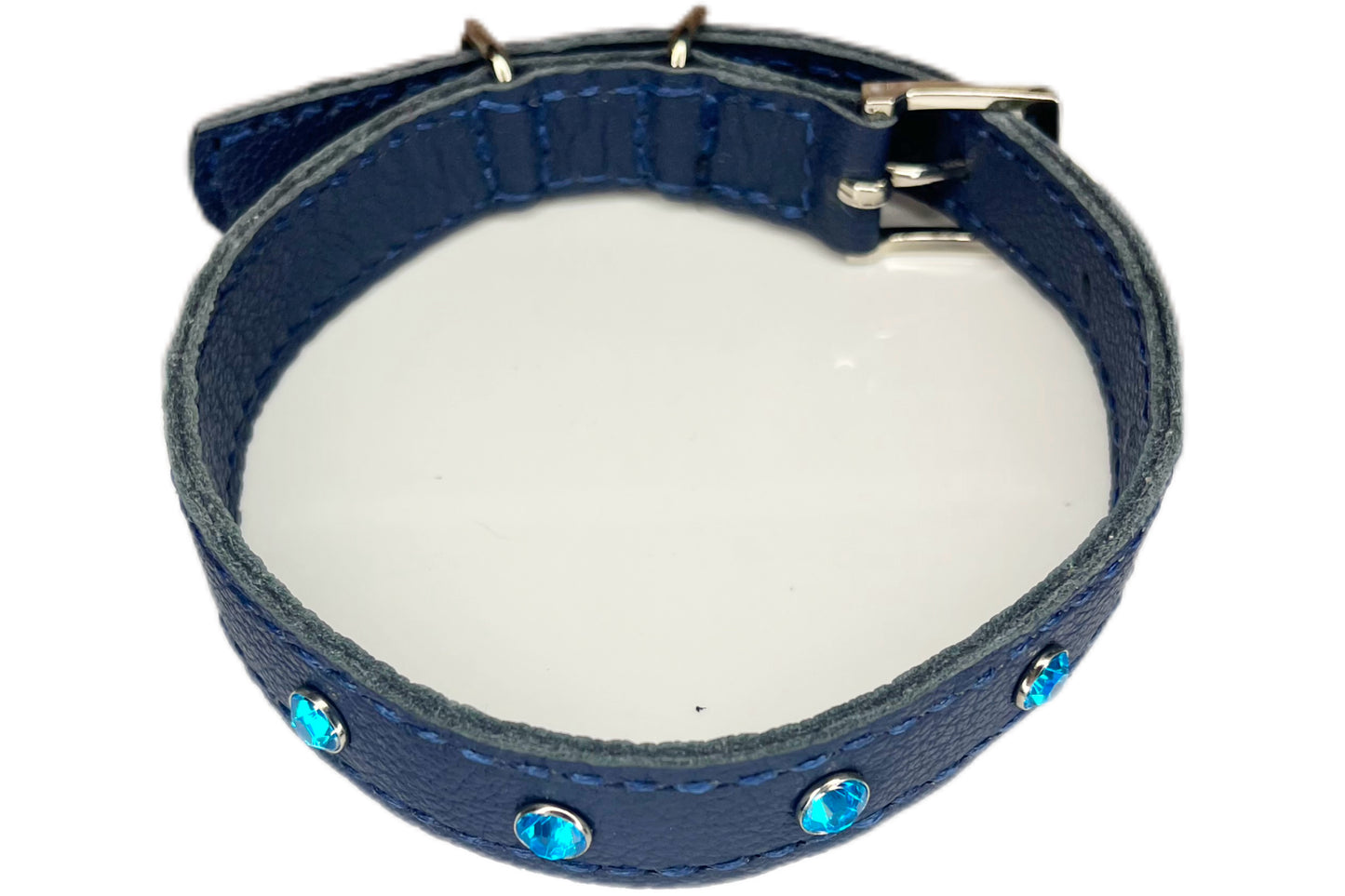 Medium Navy Blue Collar with Turquoise Diamantes