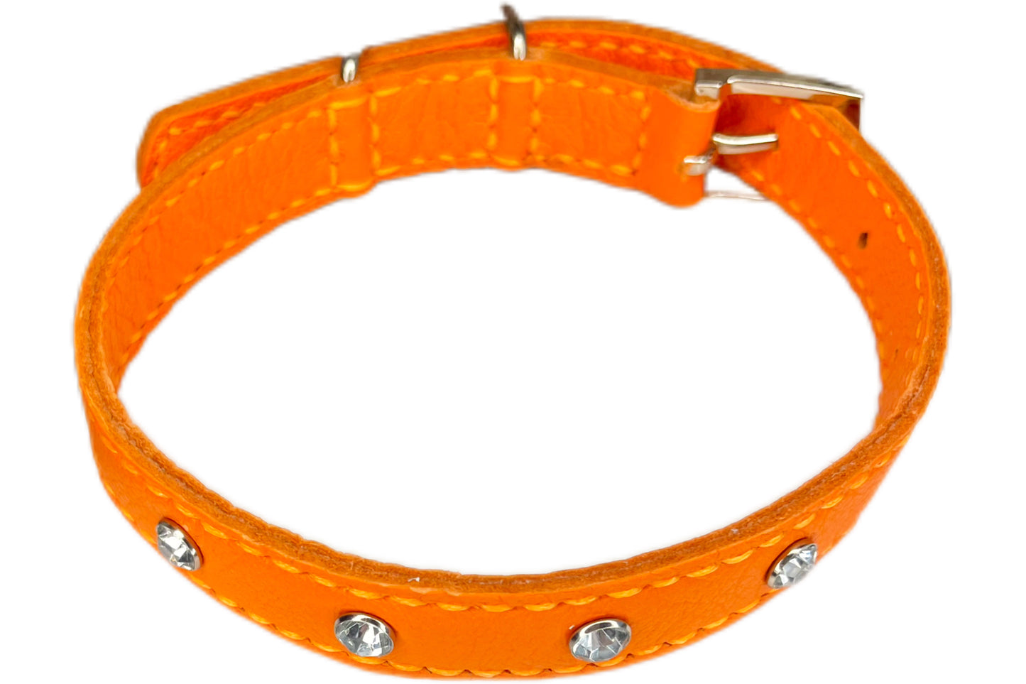 Medium Orange Collar with Clear Diamantes