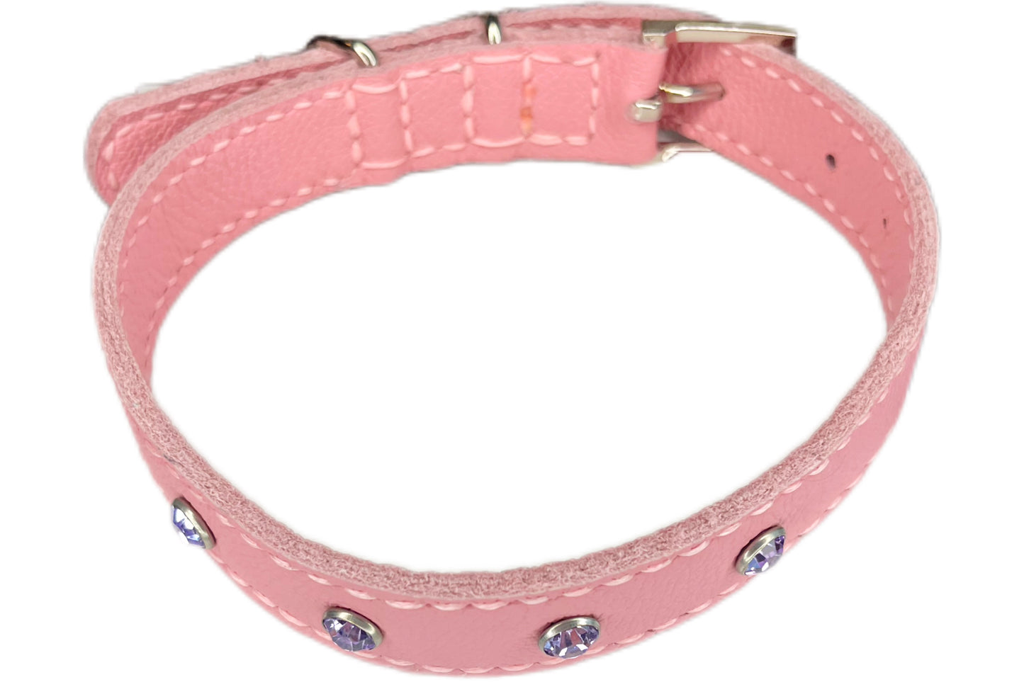 Medium Pink Collar with Lilac Diamantes