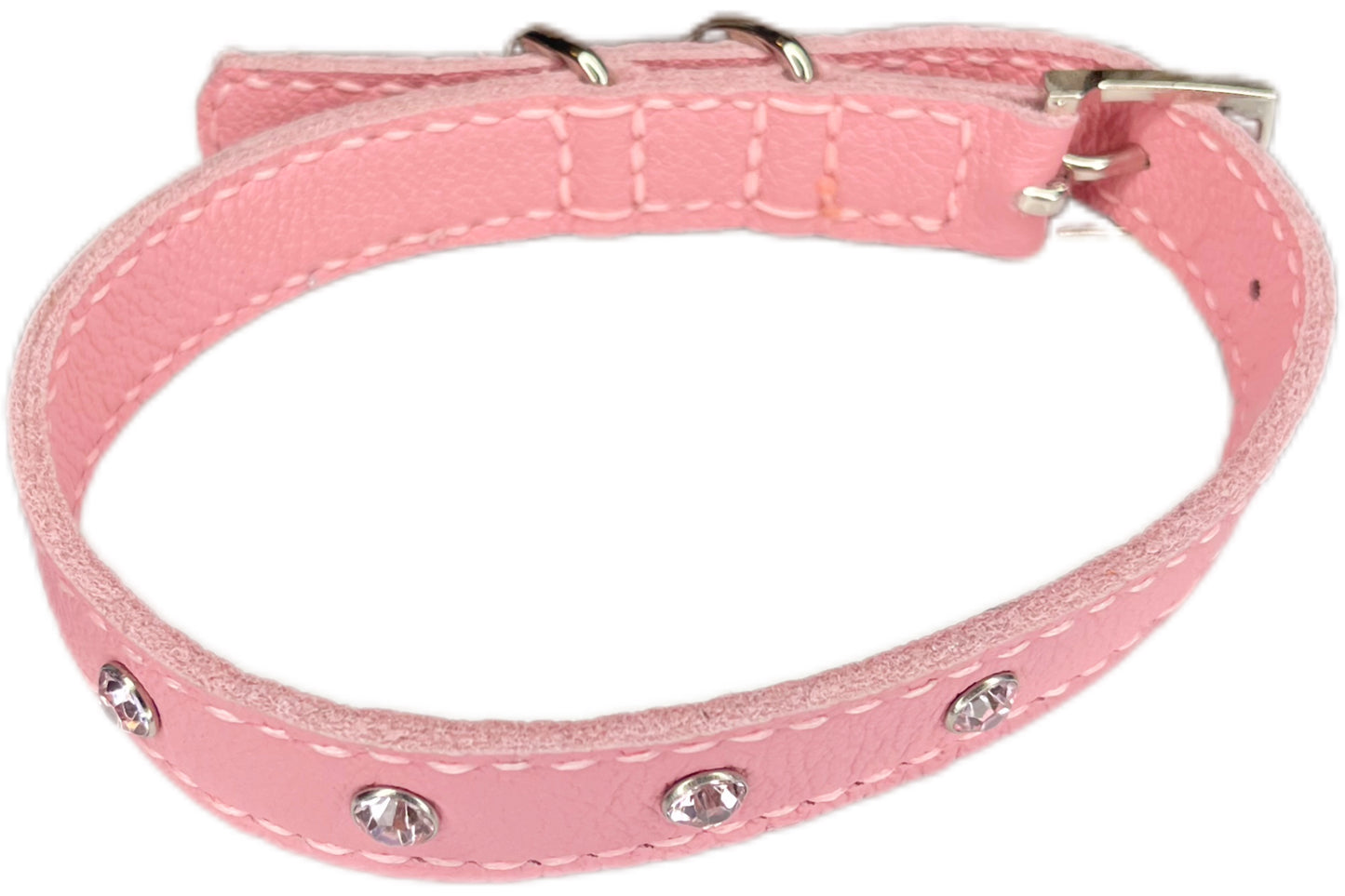 Medium Pink Collar with Light Pink Diamantes