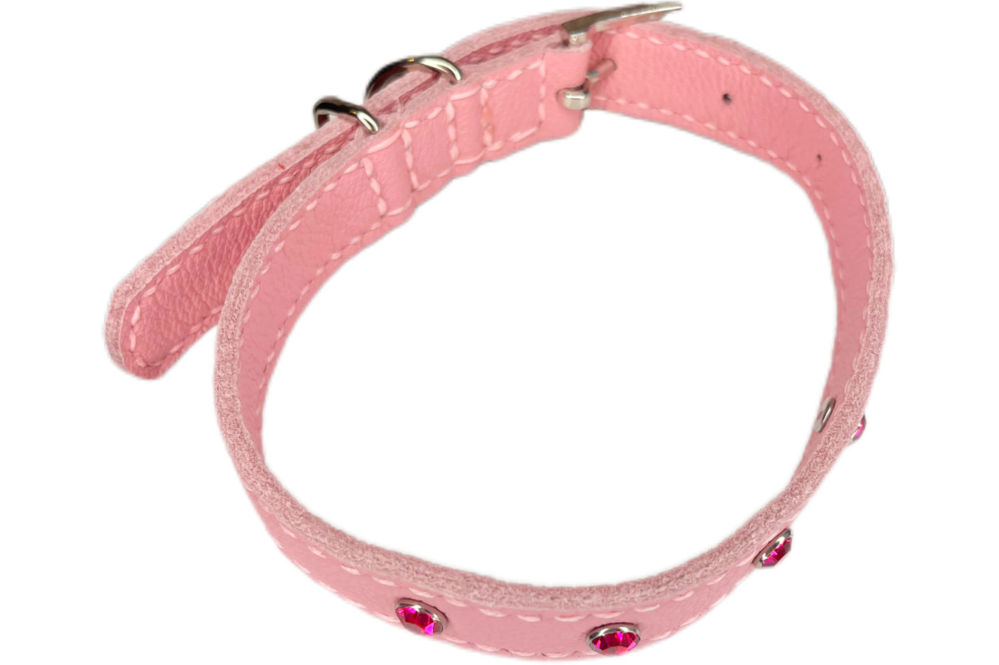 Medium Pink Collar with Hot Pink Diamante