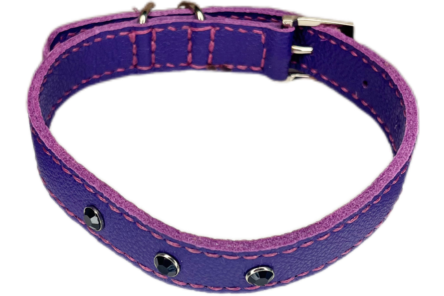 Medium Purple Collar with Black Diamante