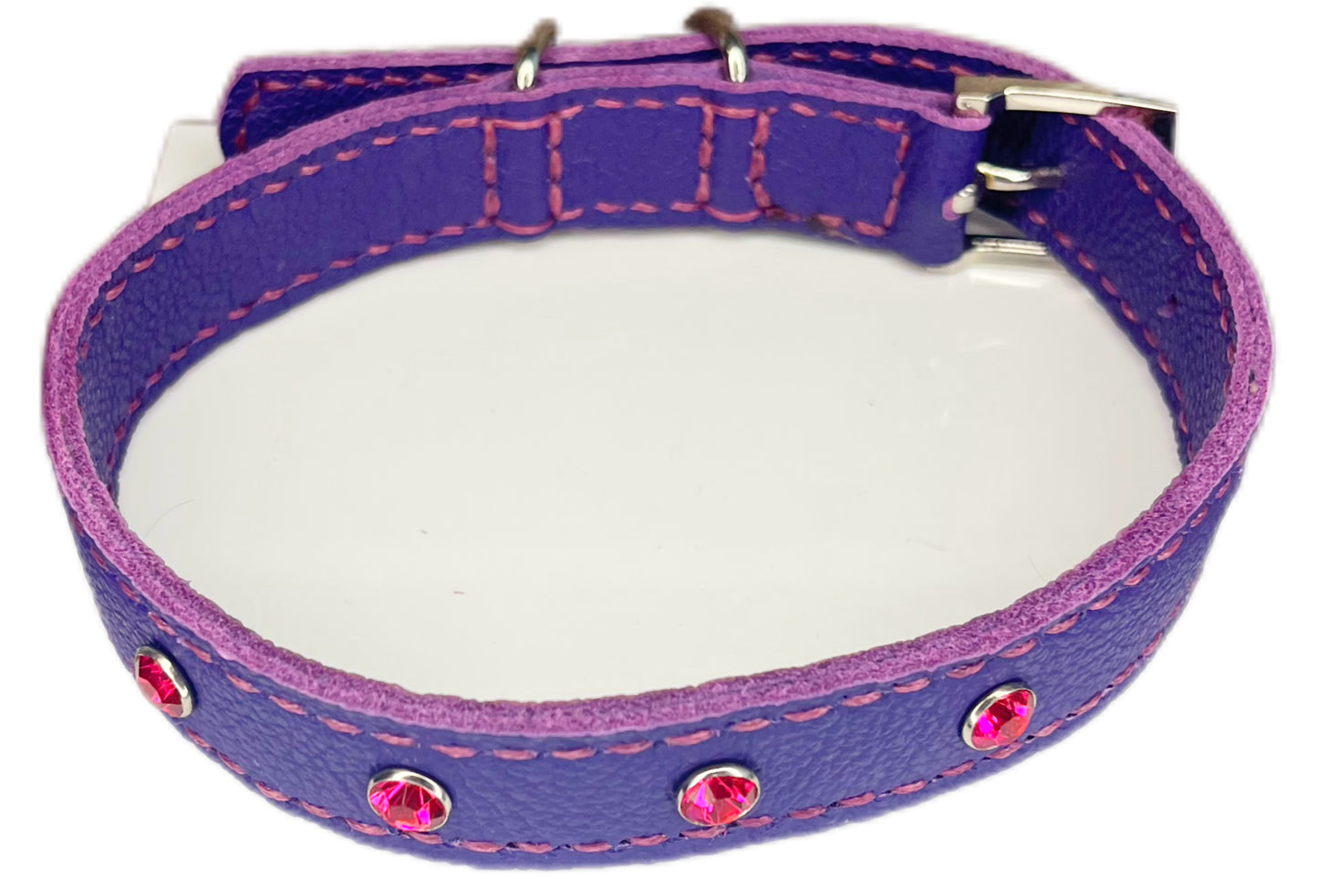 Medium Purple Collar with Hot Pink Diamantes