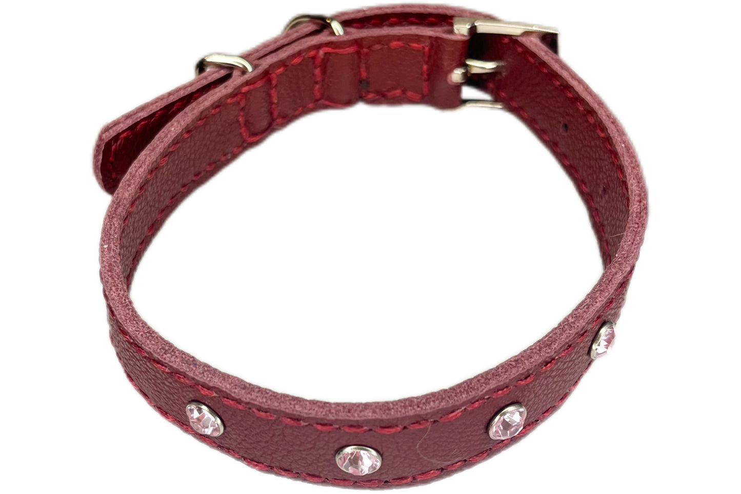Medium Red Collar with Light Pink Diamante