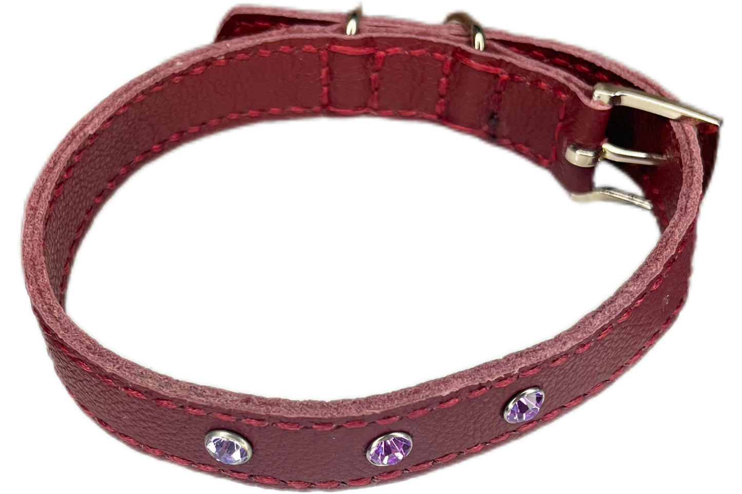 Medium Red Collar with Lilac Diamamtes