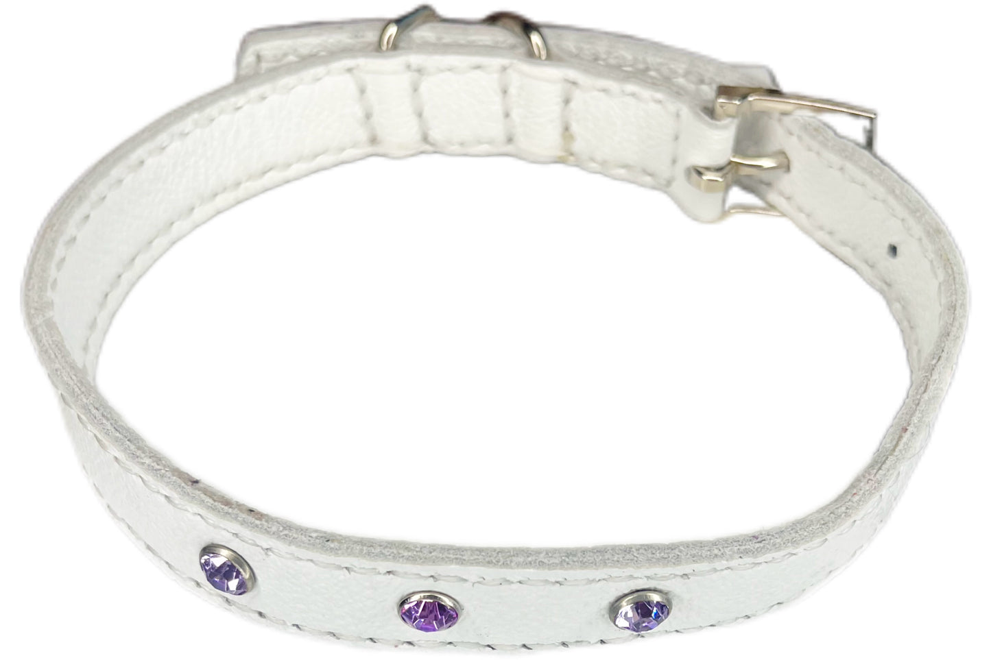 Medium White Collar with Lilac Diamantes