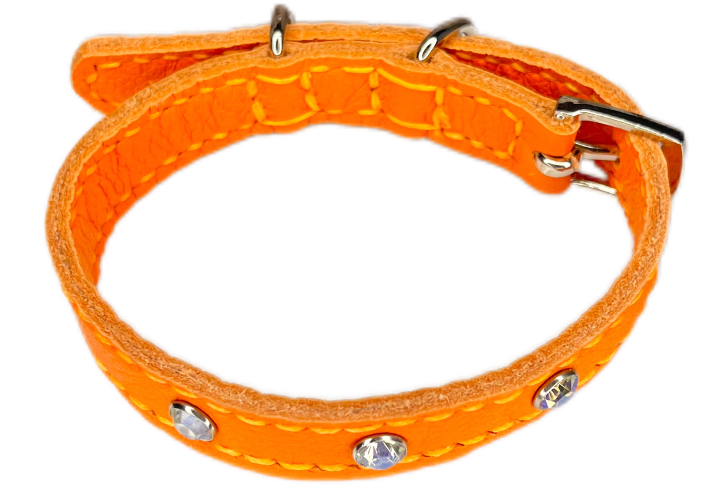 Small Orange Collar with Clear Diamante