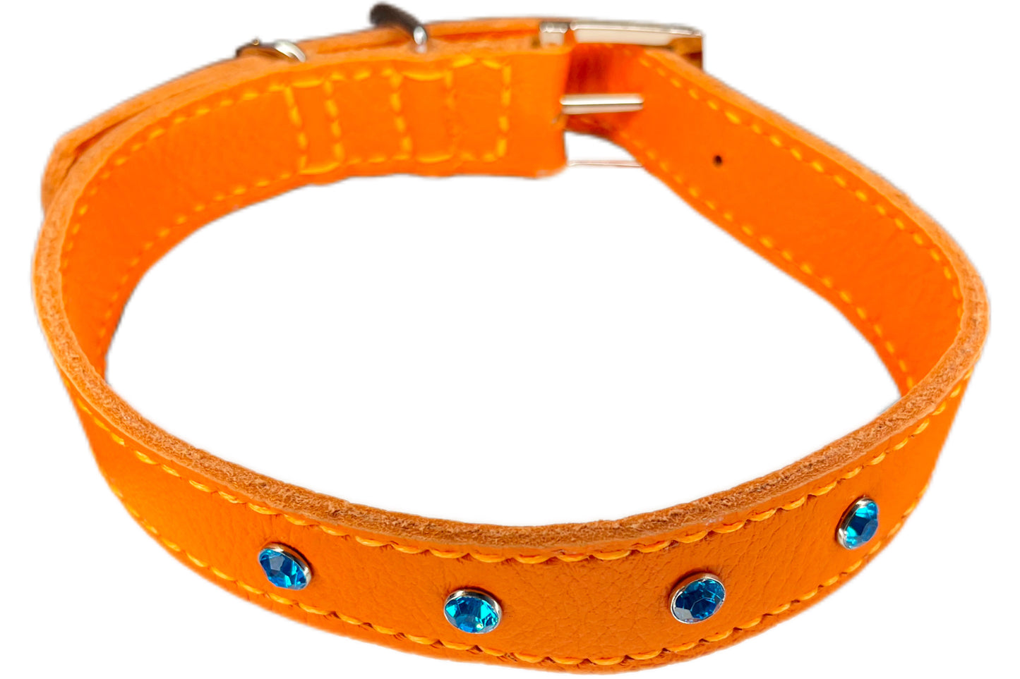 Large Orange Collar with Turquoise Diamante