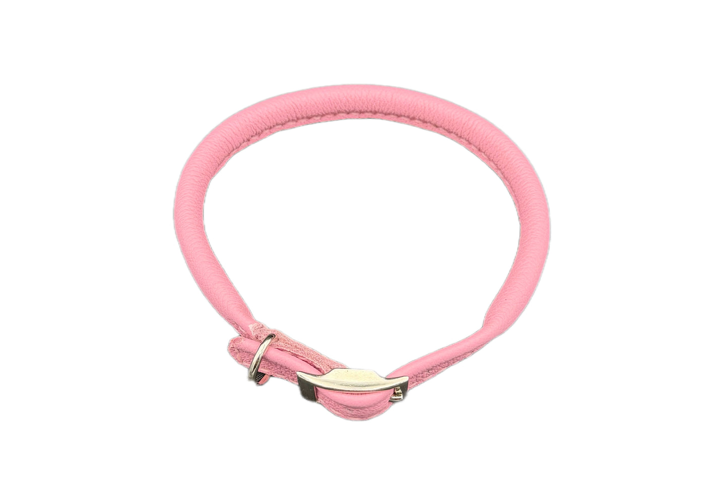 Pink Leather Rolled Collar