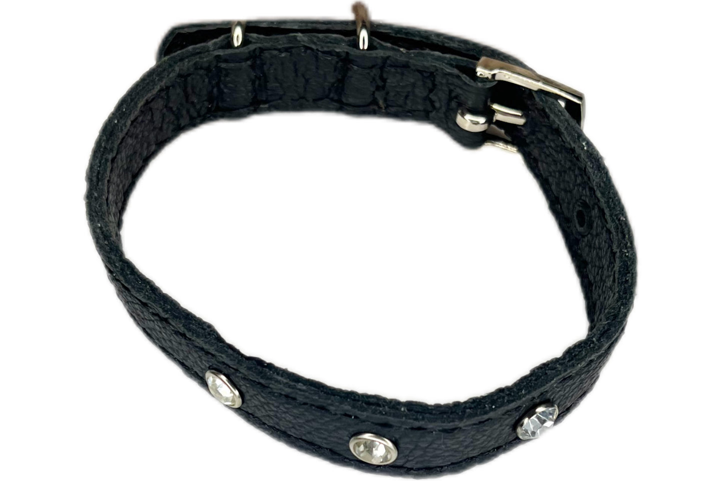 Small Black Collar with Clear Diamante