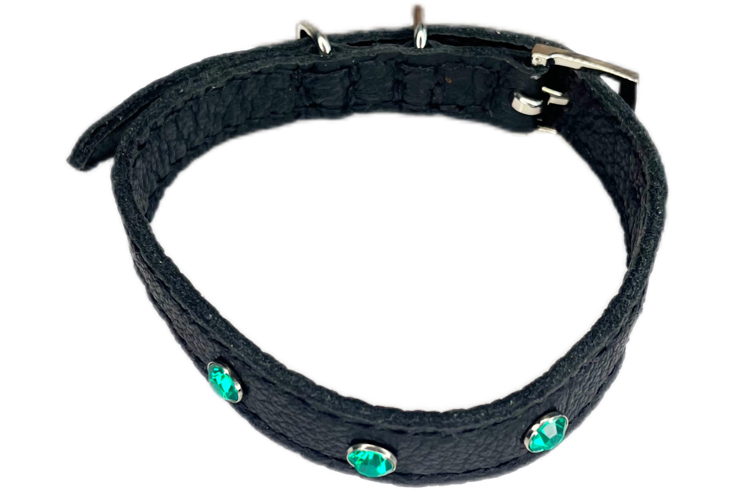 Small Black Collar with Jade Green Diamante
