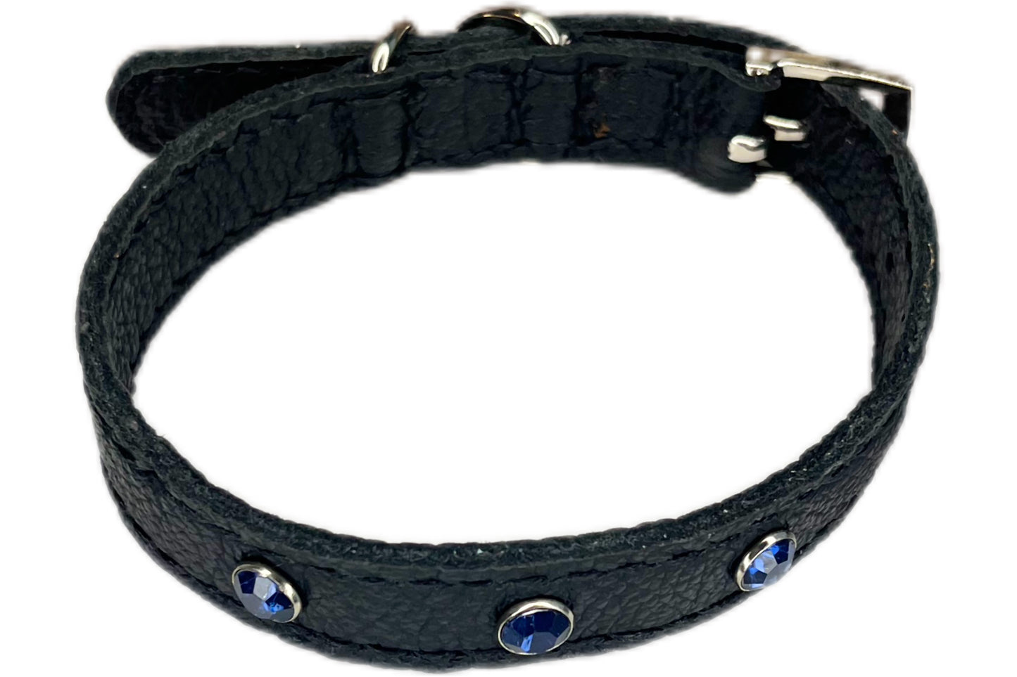 Small Black Collar with Midnight Blue Diamantes