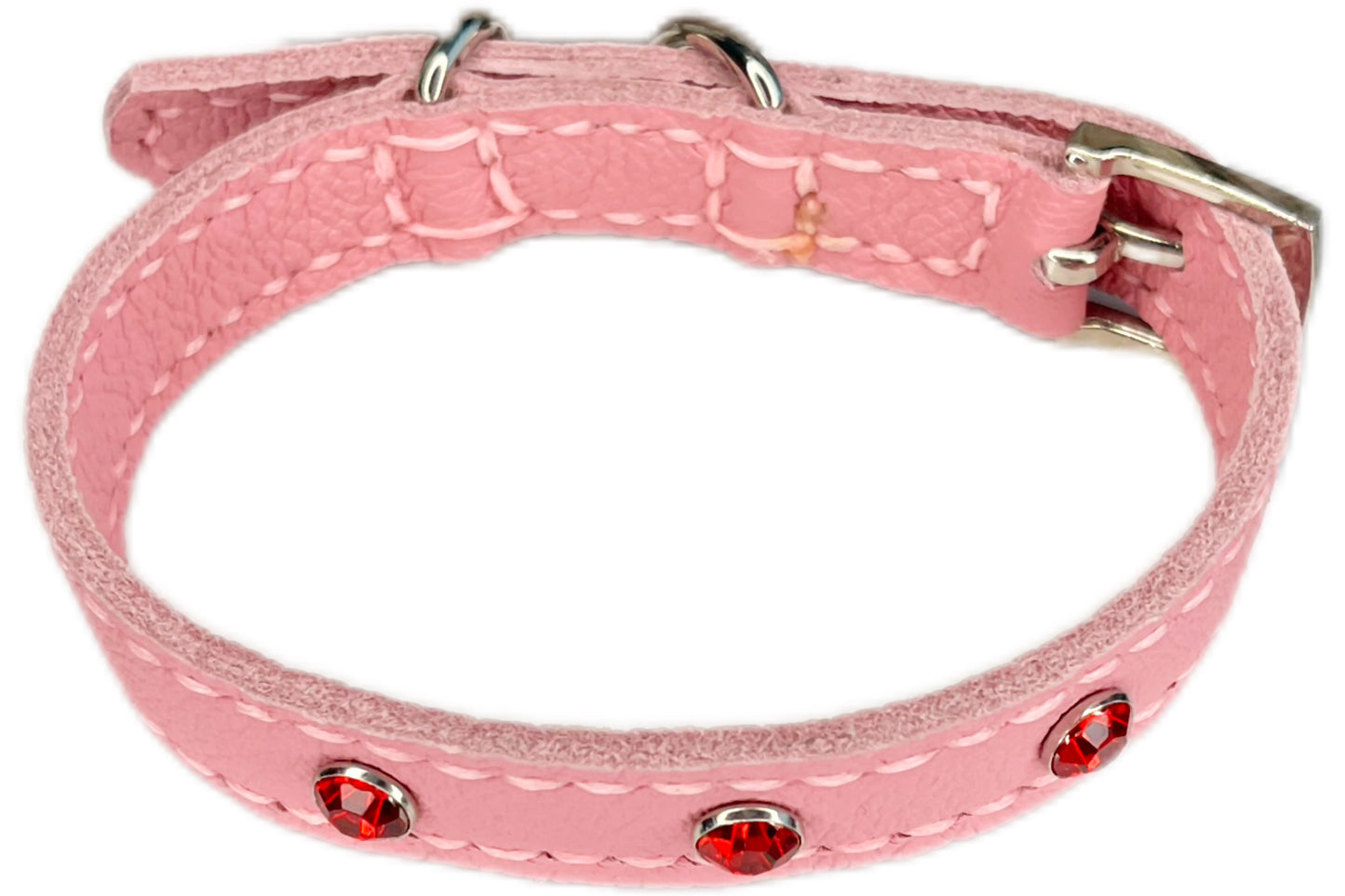 Small Pink Collar with Red Diamantes