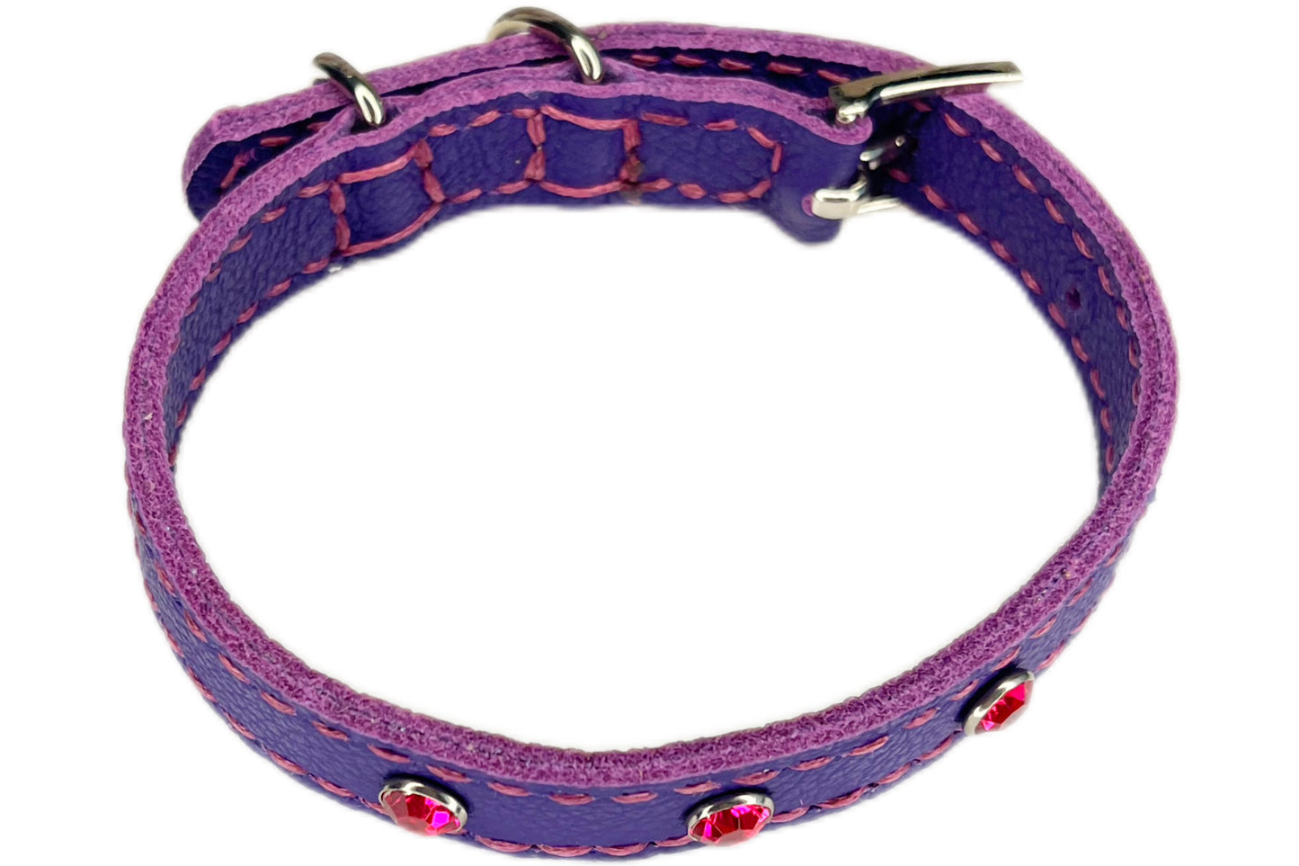 Small Purple Collar with Hot Pink Diamantes