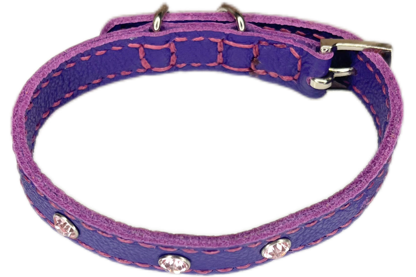 Small Purple Collar with Light Pink Diamantes