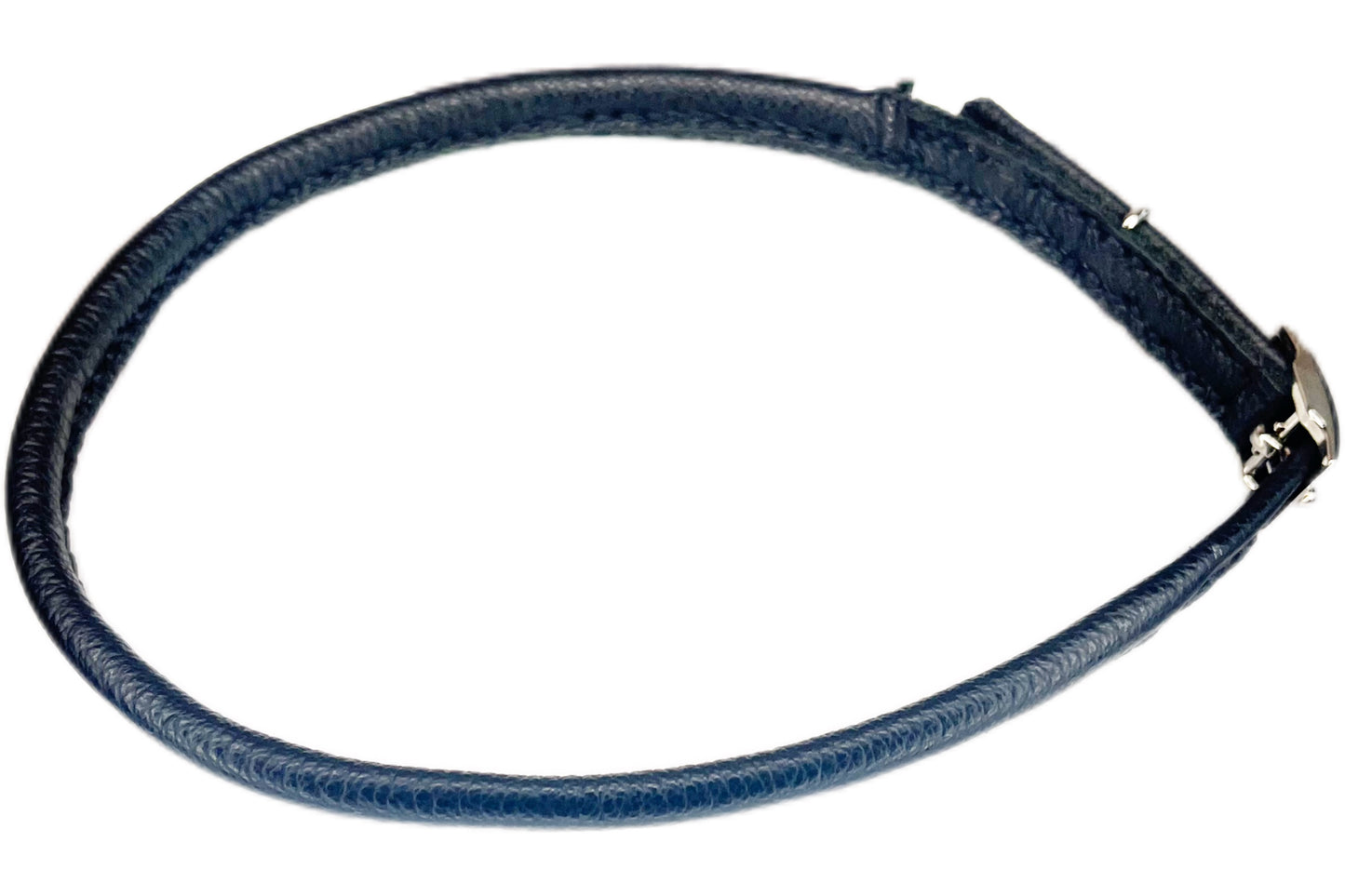 Thin Rolled Black Leather Dog Collar