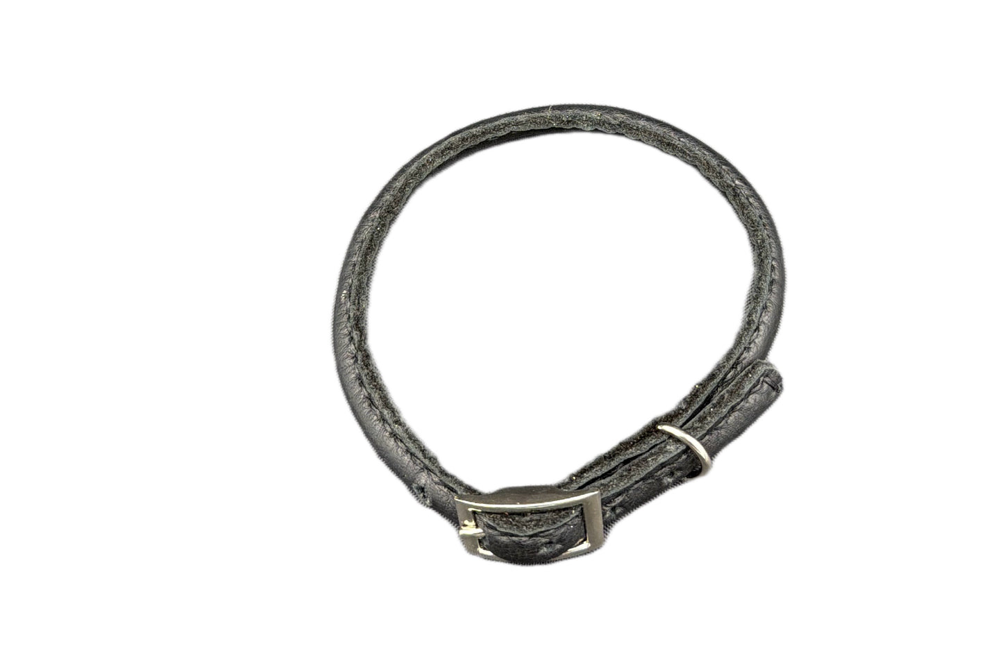 Thin Black Leather Rolled Collar