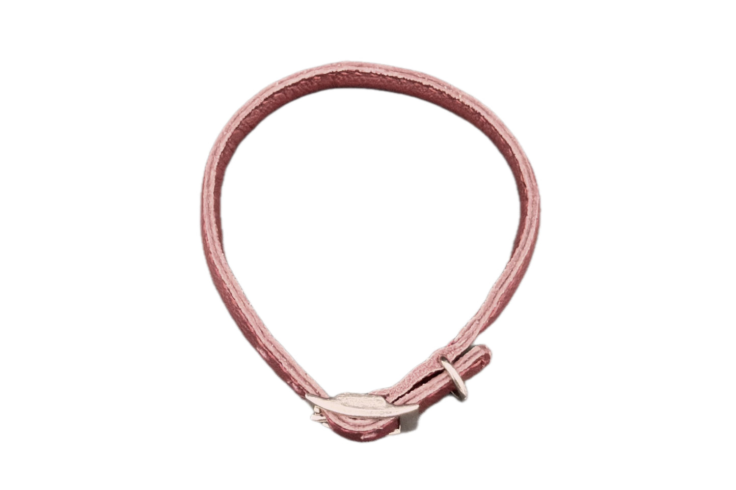 Red Leather Rolled Collar