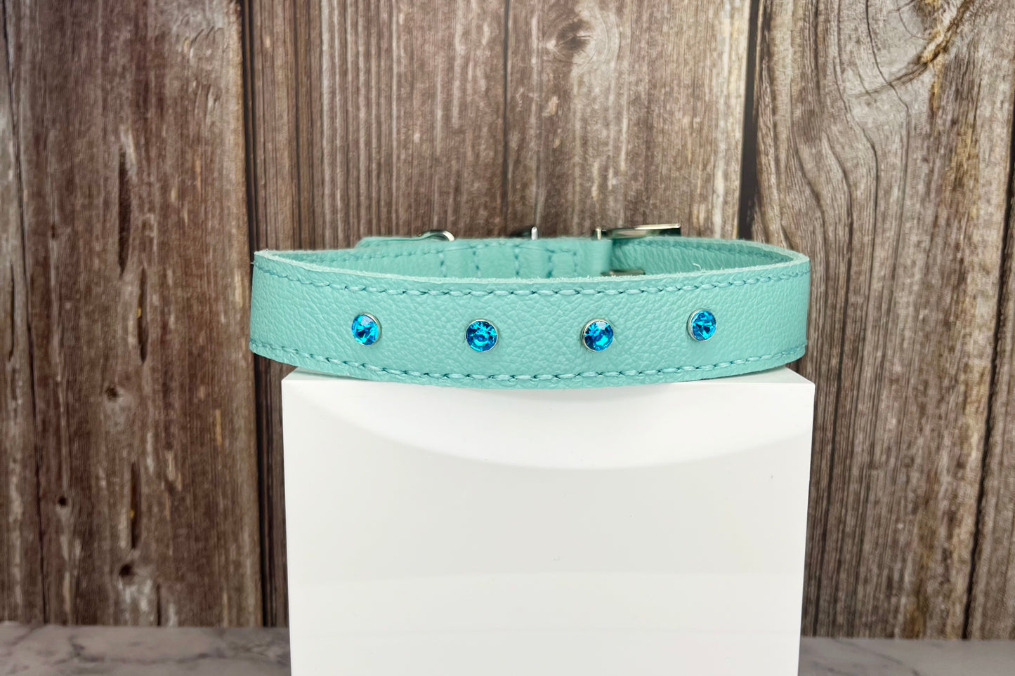 Large Aqua Green Collar, Turquise Diamante