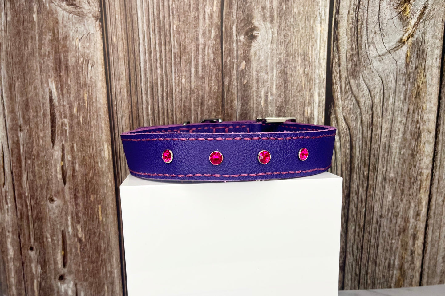 Large Purple Collar with Hot Pink Diamante