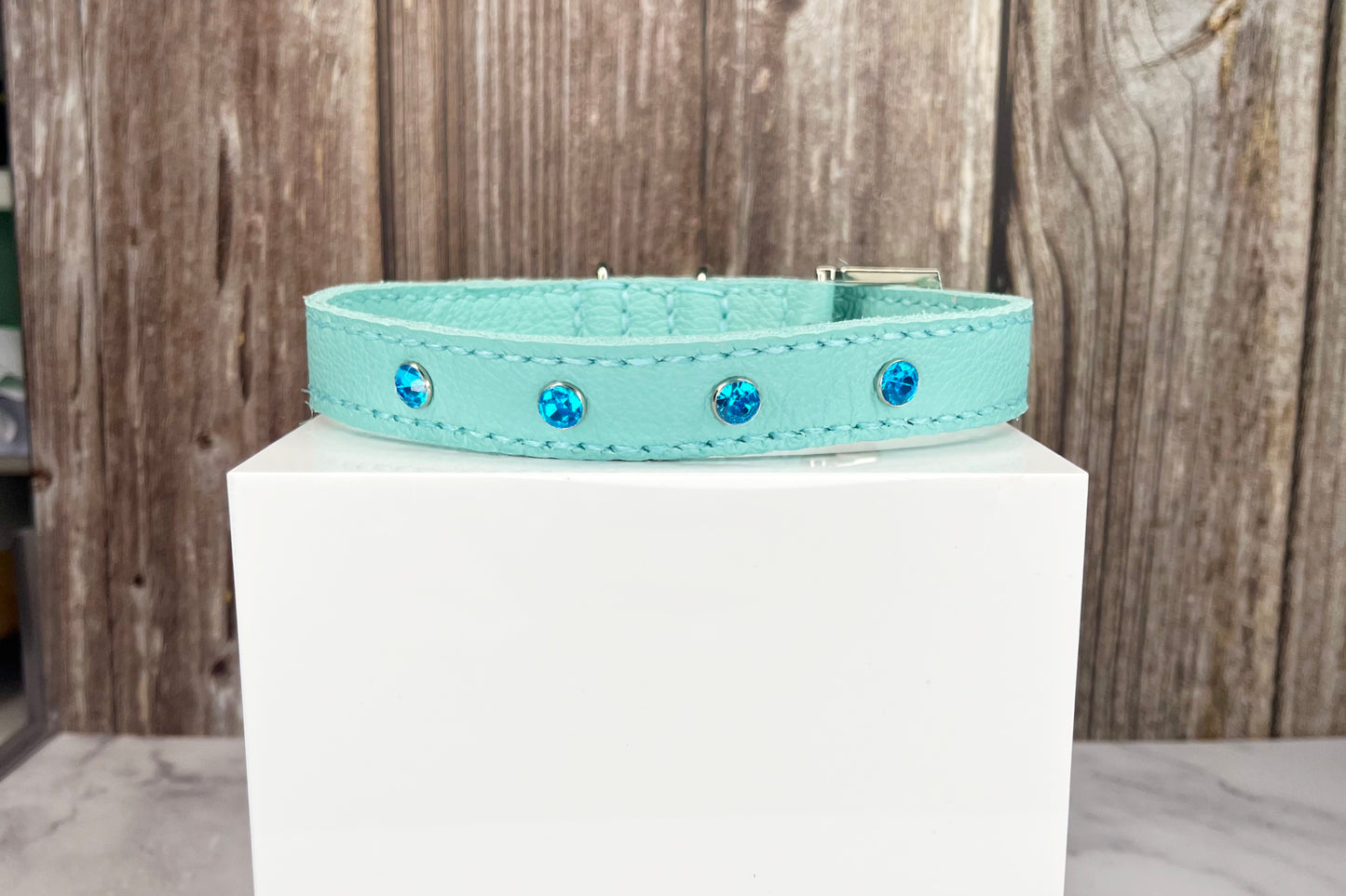 Medium Aqua Green Collar with Turquoise Diamantes