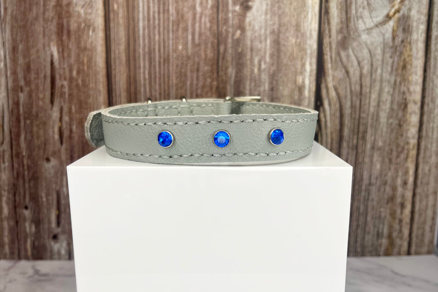 Medium Grey Collar with Royal Blue Diamantes