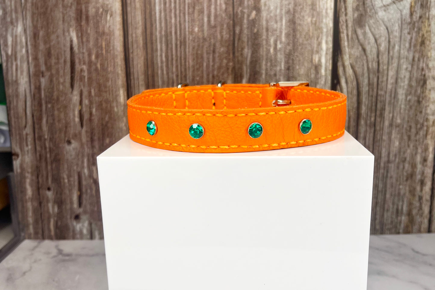 Medium Orange Collar with Jade Diamantes