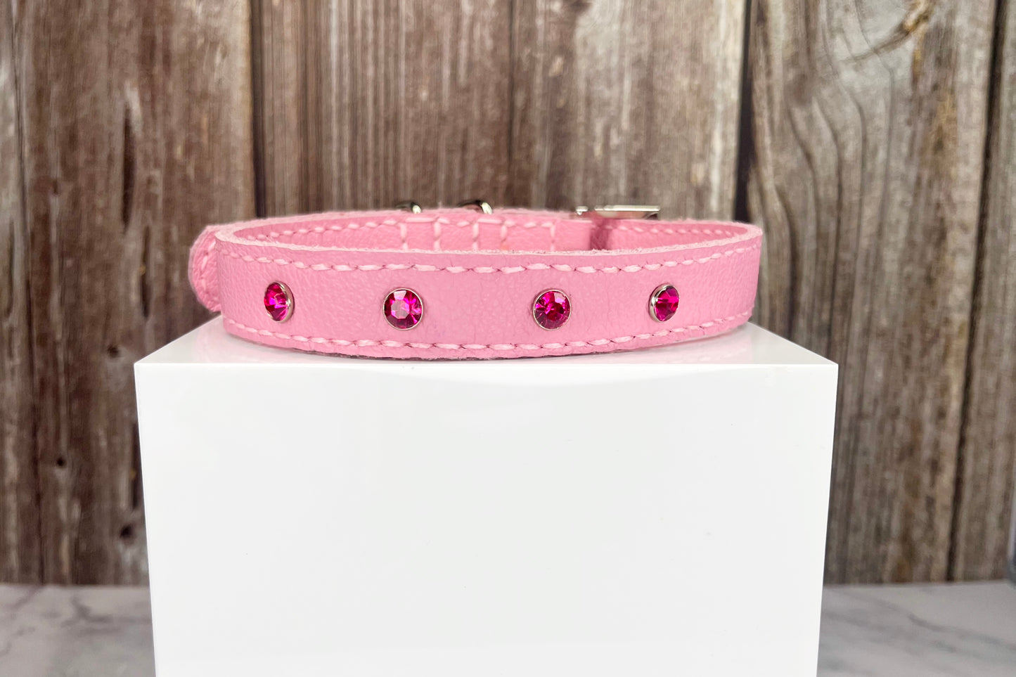 Medium Pink Collar with Hot Pink Diamante