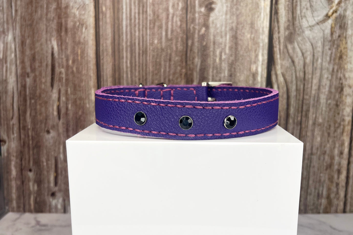 Medium Purple Collar with Black Diamante