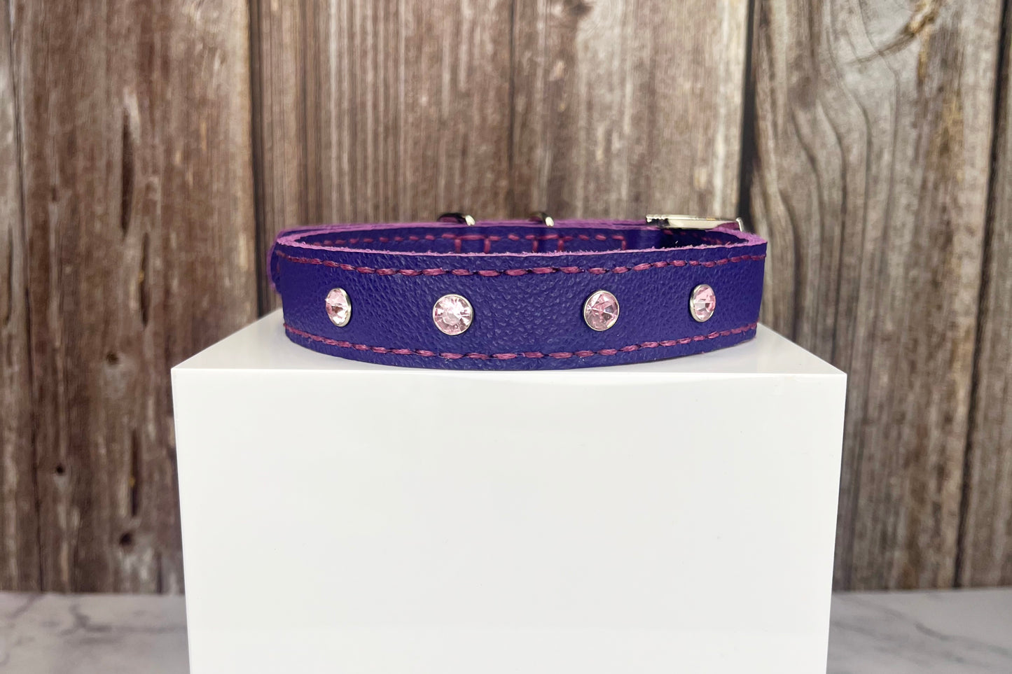 Medium Purple Collar with Light Pink Diamante