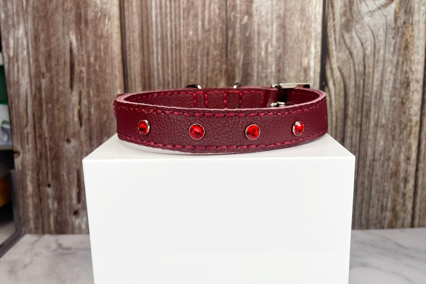 Medium Red Collar with Red Diamantes
