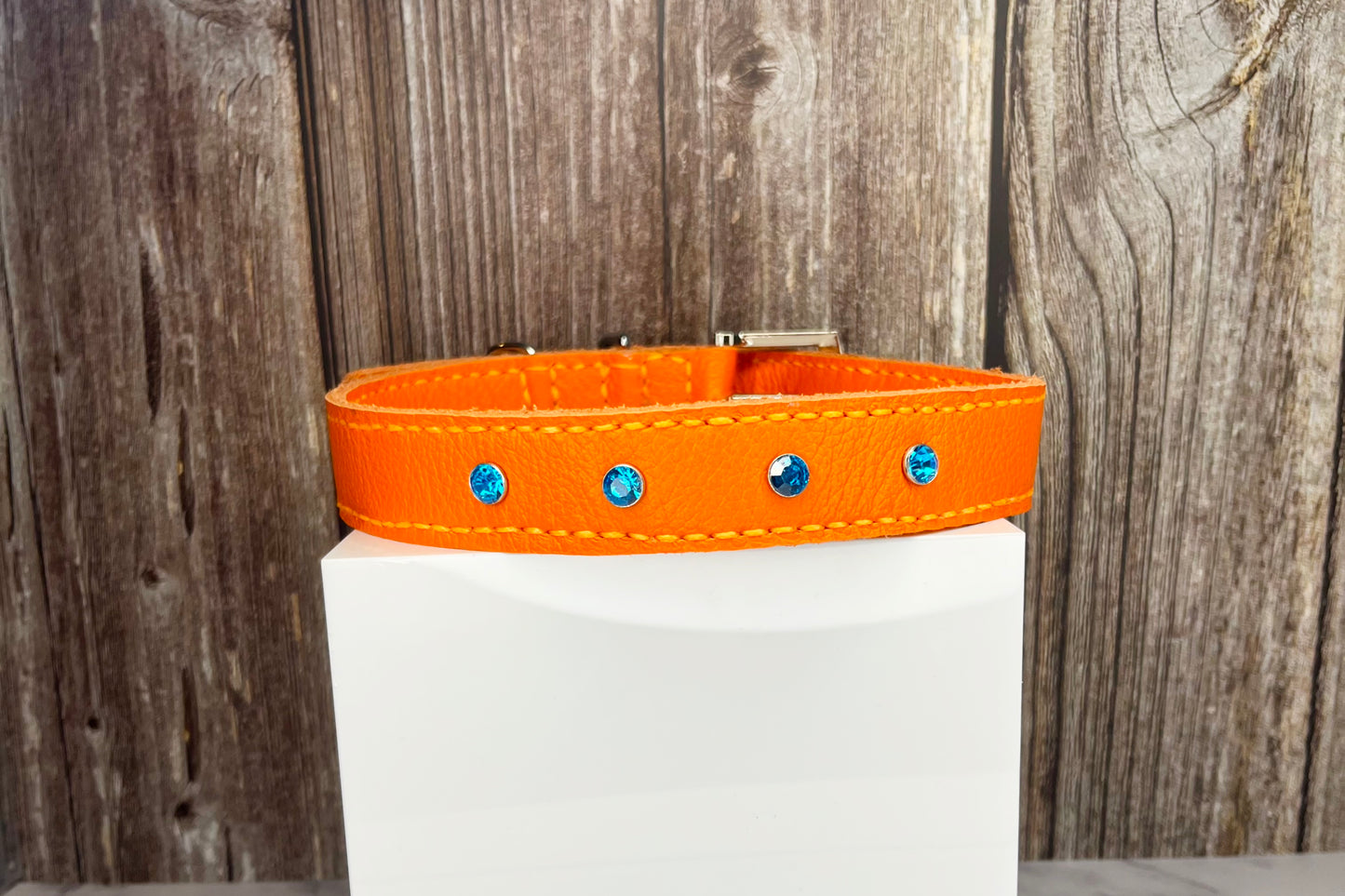 Large Orange Collar with Turquoise Diamante
