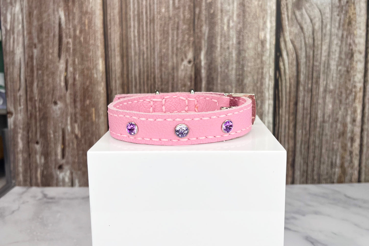 Small Pink Collar with Lilac Diamantes