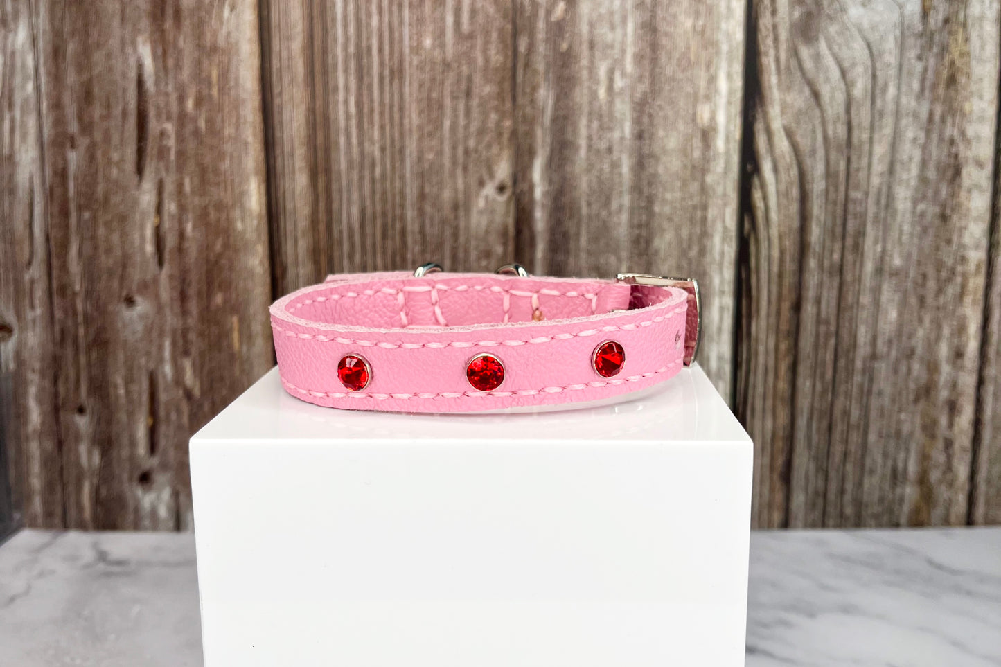 Small Pink Collar with Red Diamantes