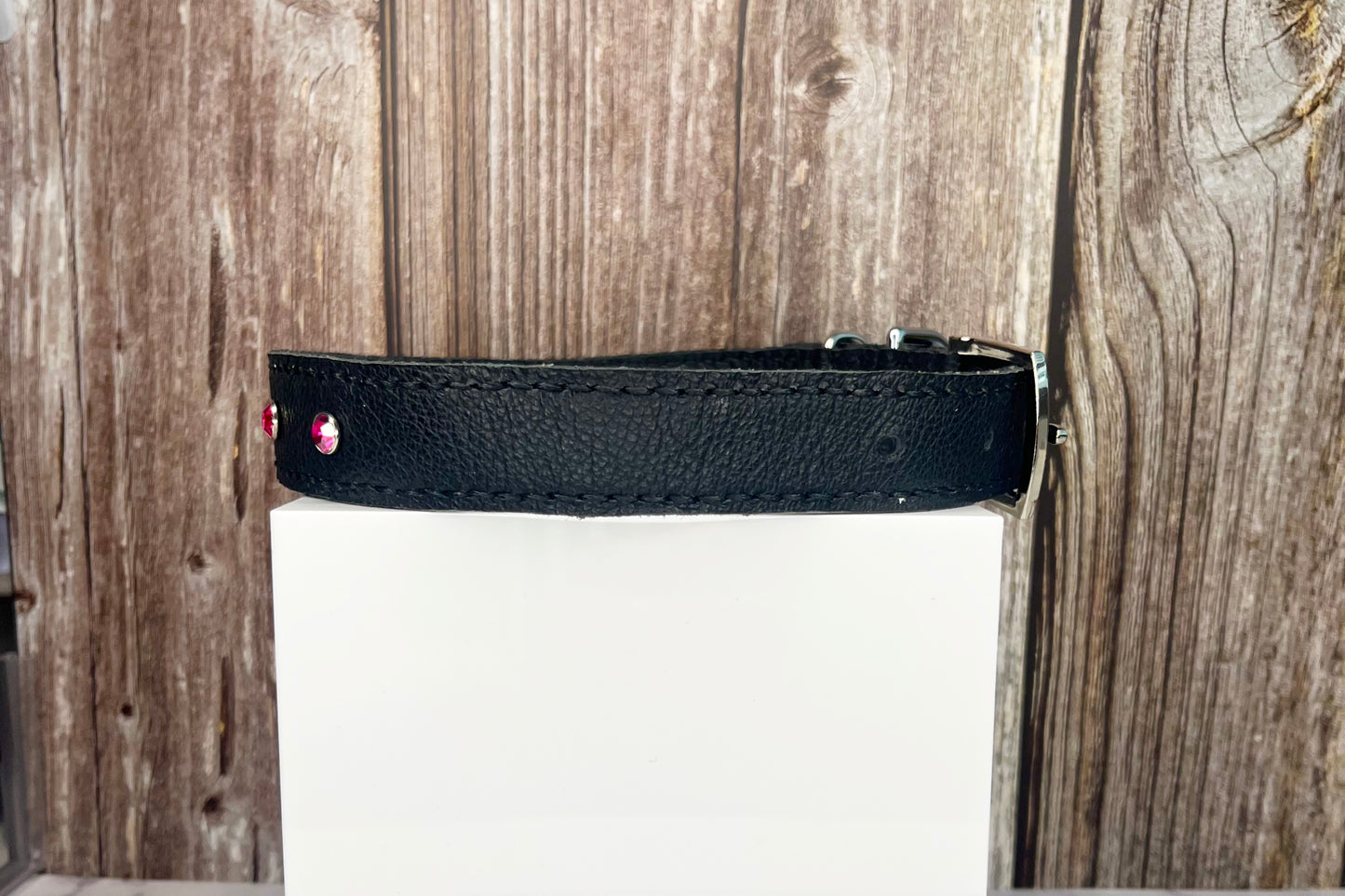 Large Black Collar with Hot Pink Diamante