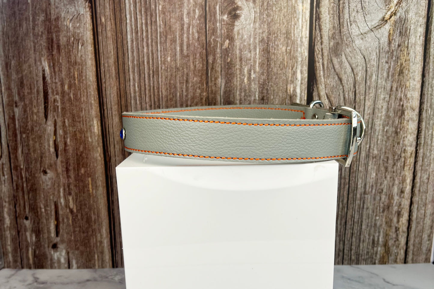 Large Grey Collar with Royal Blue Diamante