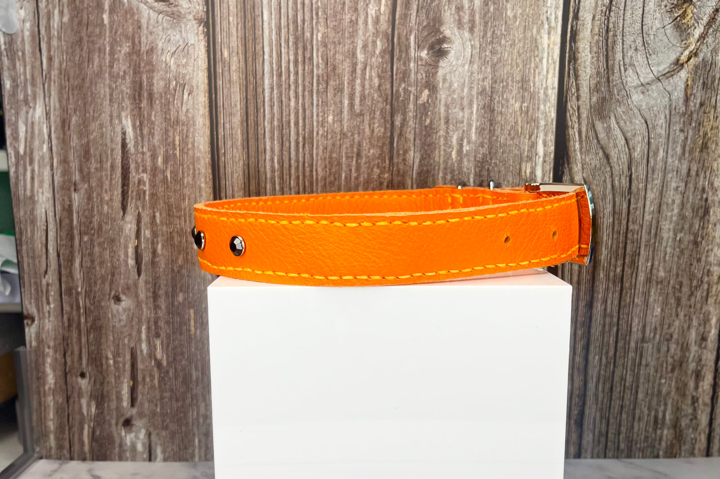 Large Orange Collar with Black Diamante