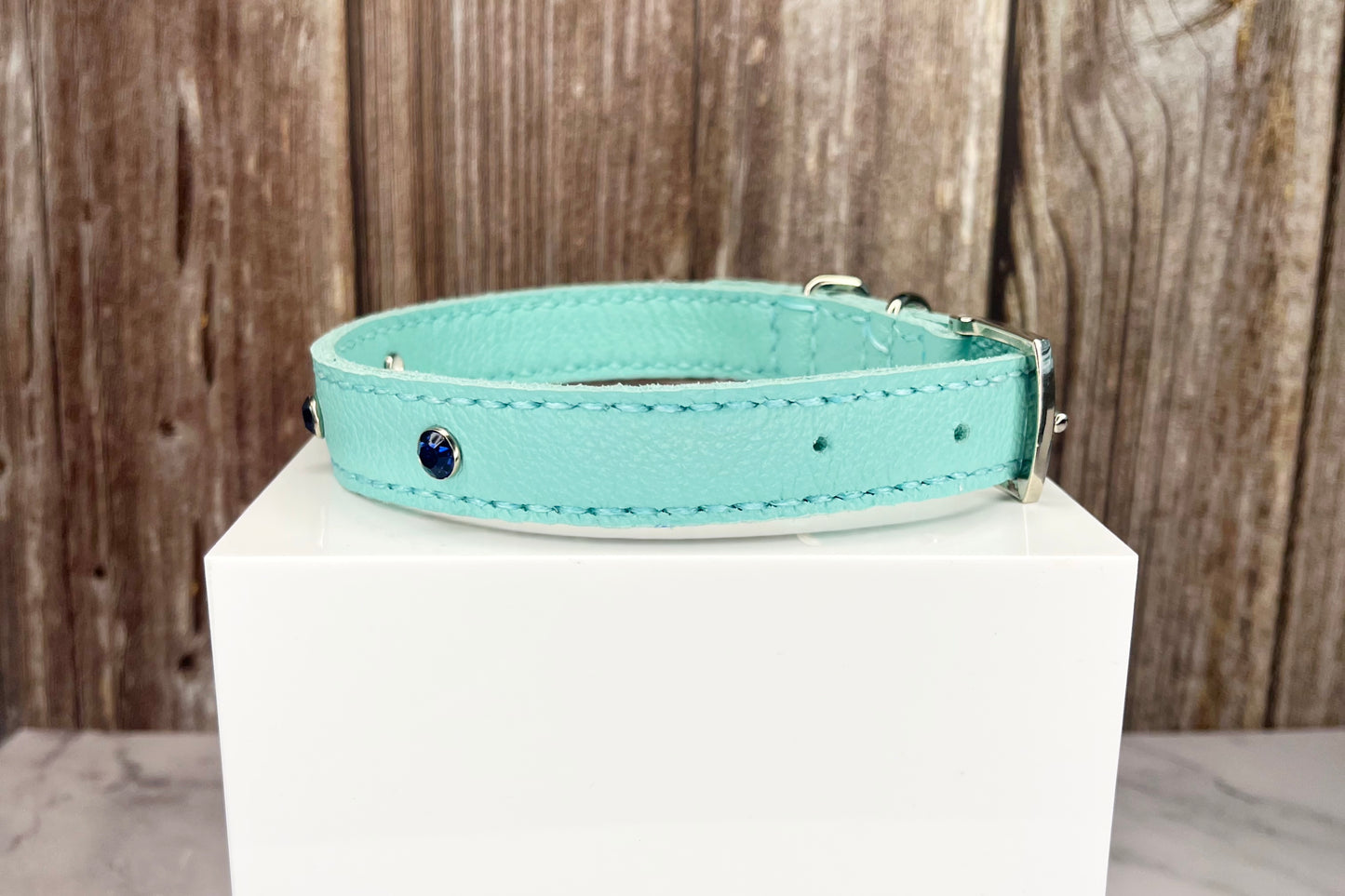 Medium Aqua Green Collar, Midnight Blue Diamantes