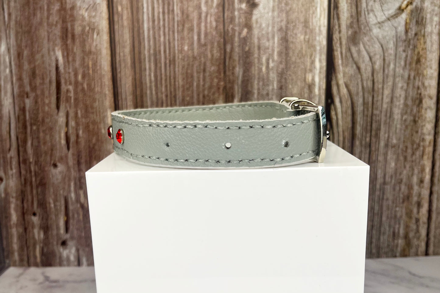 Medium Grey Collar with Red Diamante