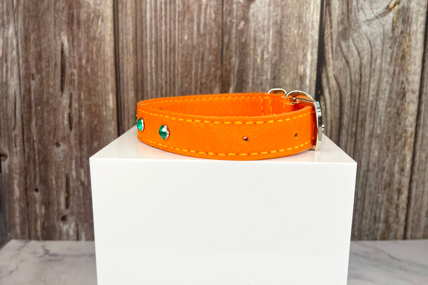 Medium Orange Collar with Jade Diamantes
